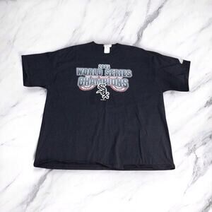 Adidas Chicago White Sox 2005 World Series Champions T-Shirt Mens 2XL Black Y2K